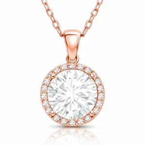 Gümüş Rose Yuvarlak Montür Kadın Kolye