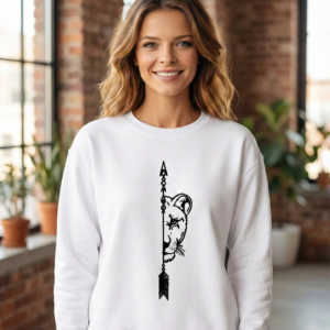 Sevgililer Günü Özel Bisiklet Yaka Aslan Baskılı Oversize Sweatshirt - Beyaz