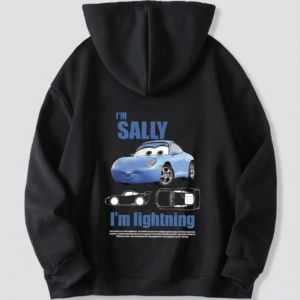 Sevgililer Günü Özel Kapüşonlu Araba Baskılı Oversize Sweatshirt - Siyah