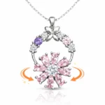 Gümüş Pembe Dönen Çiçek Kadın Kolye