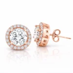 Gümüş Rose Oval Montür Pırlanta Modeli Küpe