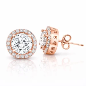 Gümüş Rose Oval Montür Pırlanta Modeli Küpe