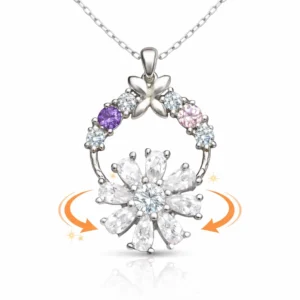 Gümüş Beyaz Dönen Çiçek Kadın Kolye