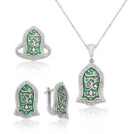Gümüş Kadem-i Şerif Yeşil Bayan Set