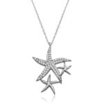 ​Gümüş Beyaz Deniz Yıldızları Bayan Kolye