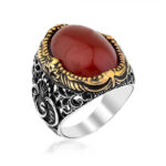 Gümüş Akik Taşlı Erkek Yüzük