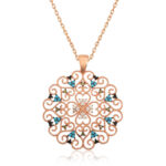 Gümüş Rose Etnik Desenli Madalyon Kolye