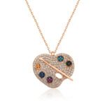 Gümüş Rose Ressam Paleti Bayan Kolye