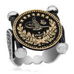 Gümüş Kadem-i Şerif Detaylı Osmanlı Arması Erkek Yüzük