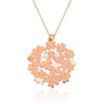 Gümüş Rose Yonca Buketi Kolye