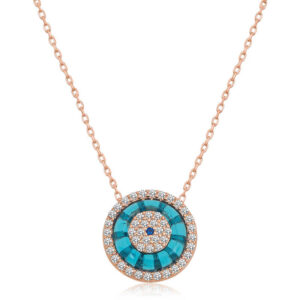 Gümüş Rose Camgöz Nazar Bayan Kolye