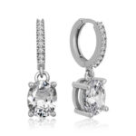 ​Gümüş Halka Oval Tek Taş Küpe