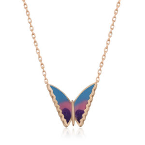 Gümüş Rose Minimal Kelebek Bayan Kolye