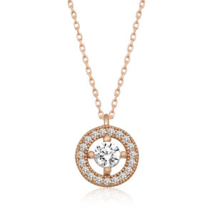 Gümüş Rose Minimal Yuvarlak Tektaş Bayan Kolye