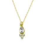 Gümüş Gold Çiğ Damlası Tektaş Bayan Kolye