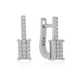 Gümüş Sallantılı Kare Taşlı Küpe