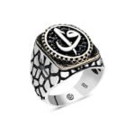 Gümüş Elif Vav Oval Erkek Yüzük