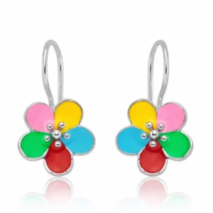 Gümüş Sallantılı Çiçek Çocuk Küpesi