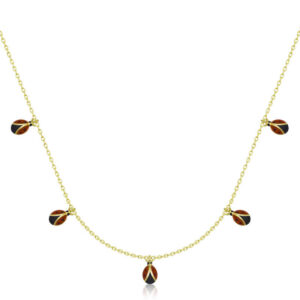 Gümüş Gold Uğur Böceği Şans Kadın Kolye