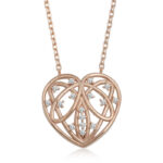 Gümüş Rose Bombeli Kalp Kadın Kolye