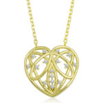 Gümüş Gold Bombeli Kalp Kadın Kolye