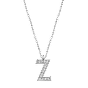 Gümüş Rodyum Z Harfi Kadın Kolye