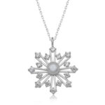 Gümüş İncili Kar Tanesi Kadın Kolye