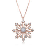 Gümüş Rose İncili Kar Tanesi Kadın Kolye