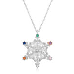 Gümüş Renkli Taşlı Kar Tanesi Kadın Kolye