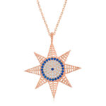 Gümüş Rose Nazarlı Kutup Yıldızı Kadın Kolye