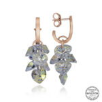 Swarovski Crystal Taşlı Gümüş Kalp Salkım Sallantılı Çivili Kadın Küpe