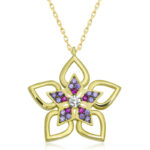 ​Gümüş Gold Çiçek Kadın Kolye