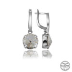 Swarovski Crystal Taşlı Gümüş Beyaz Sallantılı Kadın Küpe