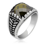 Gümüş Zeytin Yeşili Zirkon Taşlı Çocuk Erkek Yüzük