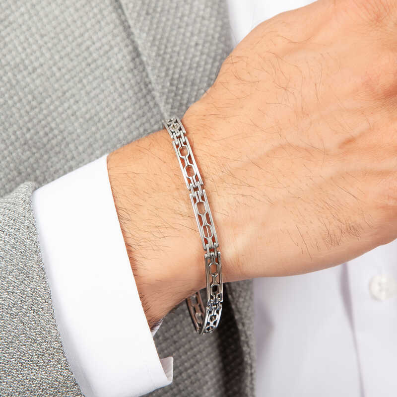 Gümüş Oksitli Erkek Bileklik - Görsel 2
