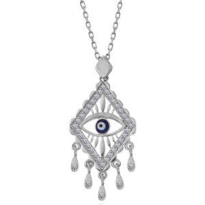 Gümüş Nazarlı Göz Kadın Kolye