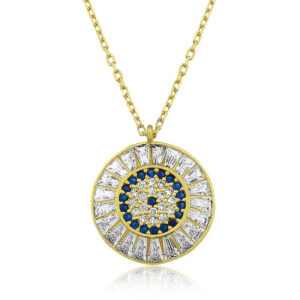 ​Gümüş Gold Baget Taşlı Nazar Kadın Kolye