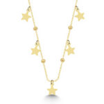 Gümüş Gold Yıldızlı Dorika Kadın Kolye
