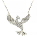 Gümüş Zümrüdü Anka Kuşu Kadın Kolye