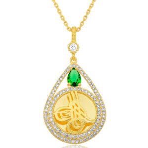 Gümüş Gold Kaplama Damla Tuğralı Kadın Kolye