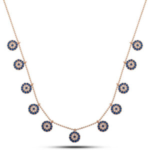 Gümüş Rose Nazarlı Şans Kadın Kolye