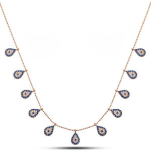 Gümüş Rose Damla Nazarlı Şans Kadın Kolye