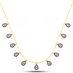 Gümüş Gold Damla Nazarlı Şans Kadın Kolye