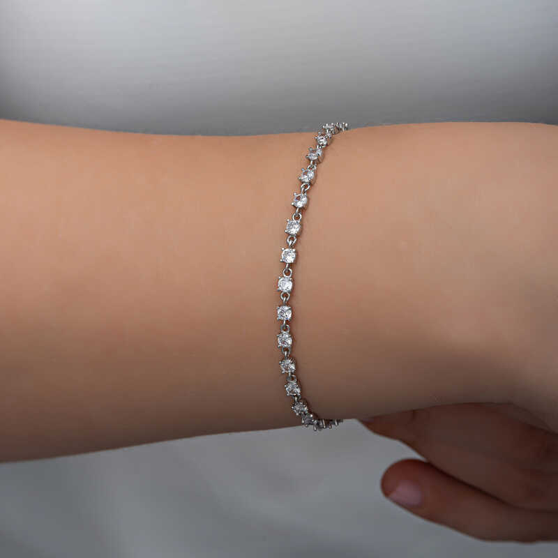 Gümüş Zirkon Taşlı Kadın Bileklik - Görsel 4