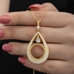 Gümüş Gold Kaplama Damla Çeyrek Takılabilen Kadın Kolye