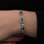 Gümüş Baget Yeşil Taşlı Kadın Bileklik