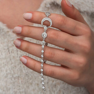 Gümüş Zirkon Taşlı Ay Yıldız Kadın Bileklik