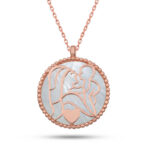 Gümüş Rose Sedef Taşlı Anne Çocuk Sevgisi Kolye