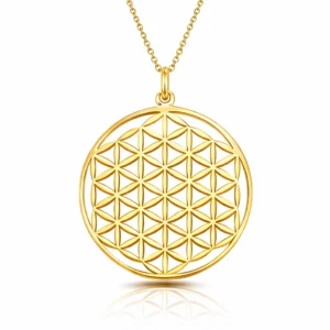 ​​Gümüş Gold Yaşam Çiçeği Kolye