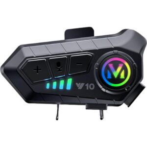 Y10 Motosiklet Kask Kulaklığı – Bluetooth Intercom, RGB Işıklı, Aktif Gürültü Engelleme, Tek Kask Uyumlu, Kurye Dostu